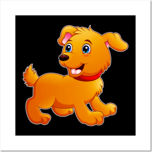 Cute Dog Cartoon Pet Funny Illustration For Kids Posters and Art